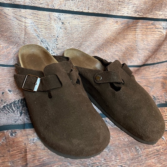 Birkenstock Shoes - Birkenstock Boston soft footbed clog suede brown narrow 38